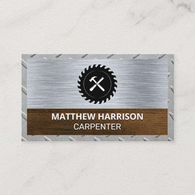 Metall und Holz | Logo für den Zimmerservice Visitenkarte (Vorderseite)