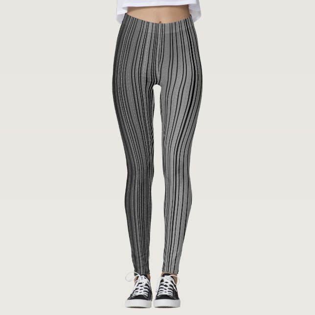 Metallbänder Streifen und Kontrast Leggings (Vorderseite)