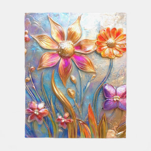 Metallblumen Fleecedecke