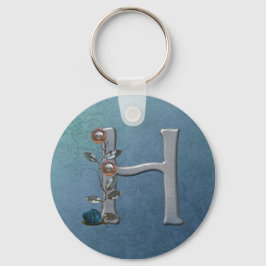 Metalle Blume Monogramm H Schlüsselanhänger