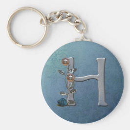 Metalle Blume Monogramm H Schlüsselanhänger
