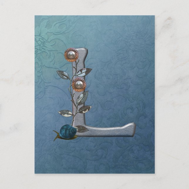 Metalle Blume Monogramm L Postkarte (Vorderseite)