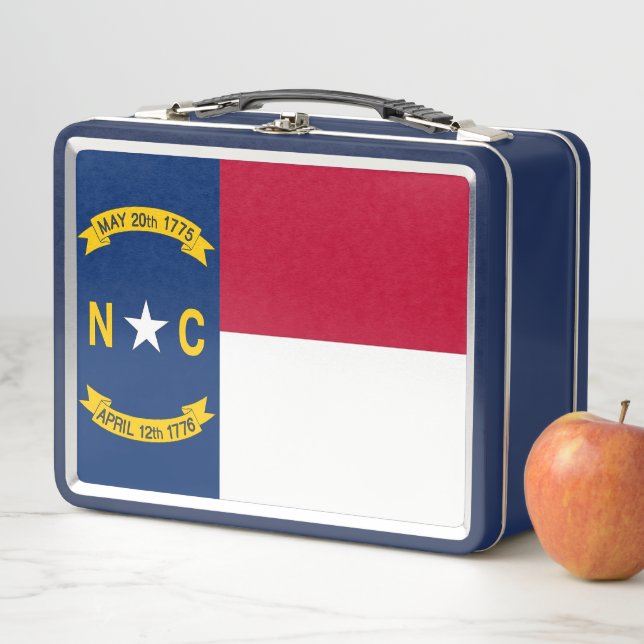 Metalle ohne Lunchbox mit North Carolina-Flagge (Beispiel)