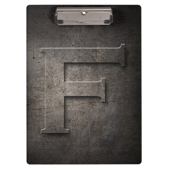 Metalle Rustic F Monogram Clipboard Klemmbrett (Vorderseite)