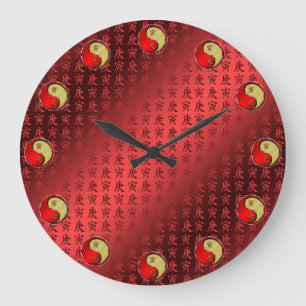 Metallener Tiger Große Wanduhr