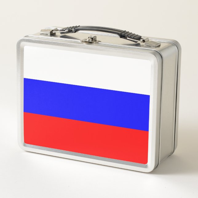 Metallgehäuse mit russischer Flagge Metall Brotdose (Vorderseite)