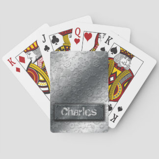 Metallgestänge mit Siegel - Name hinzufügen- Spielkarten
