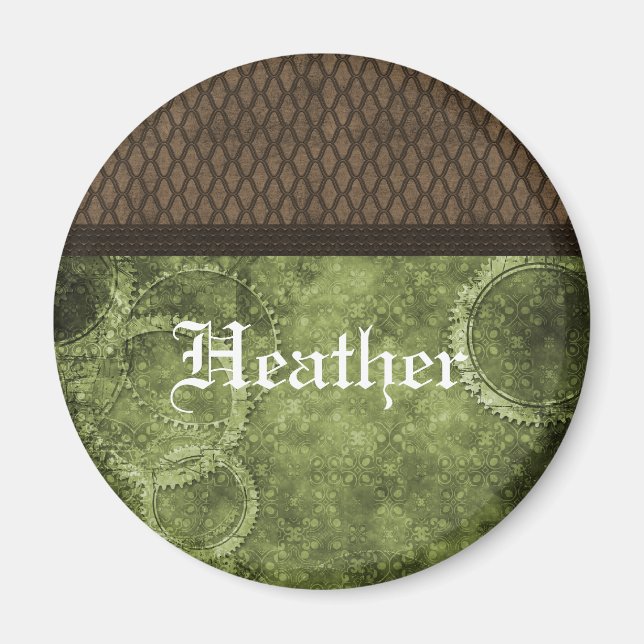 Metallgestänge Steampunk Magnet, grün Magnet (Vorne)
