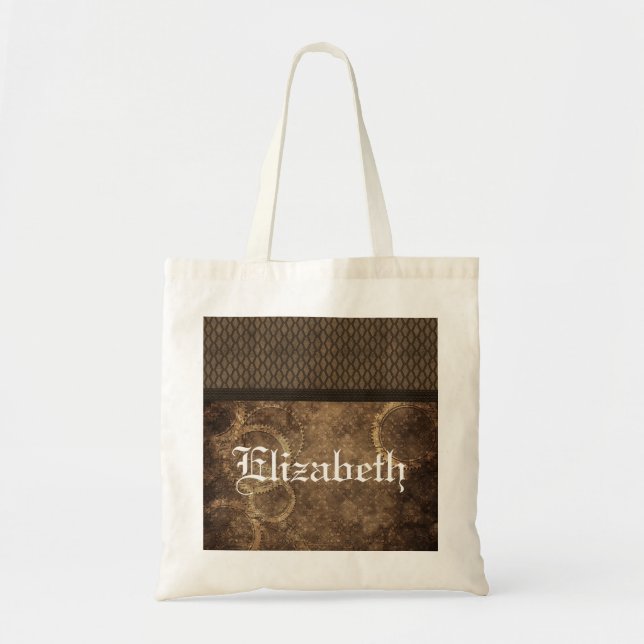 Metallgestänge Steampunk Tote Bag, braun Tragetasche (Vorne)