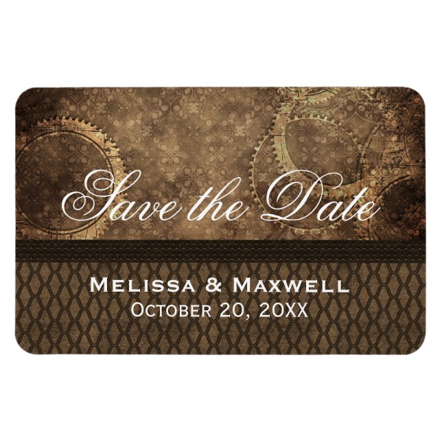 Metallgetriebe Save the Date Flexi Magnet, braun Magnet (Horizontal)