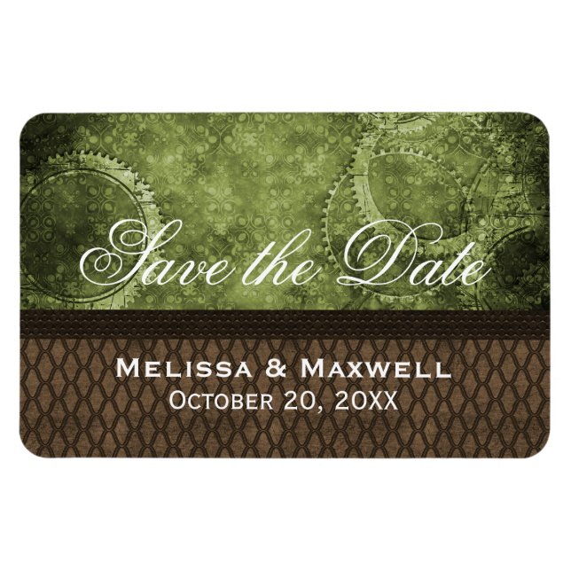 Metallgetriebe Save the Date Flexi Magnet, grün Magnet (Horizontal)