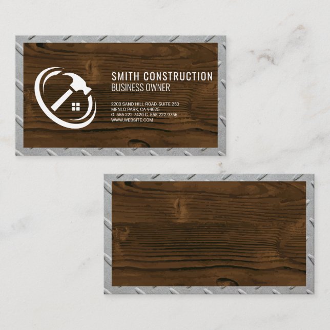 Metallgrenze | Business Card Holz Visitenkarte (Vorne/Hinten)