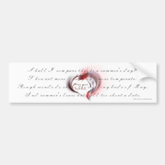 Metallherz mit Shakespeares Sonnet 18 Autoaufkleber