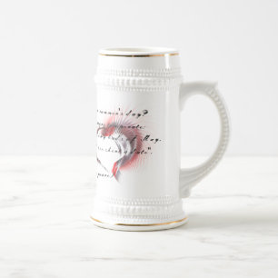 Metallherz mit Shakespeares Sonnet 18 Bierglas