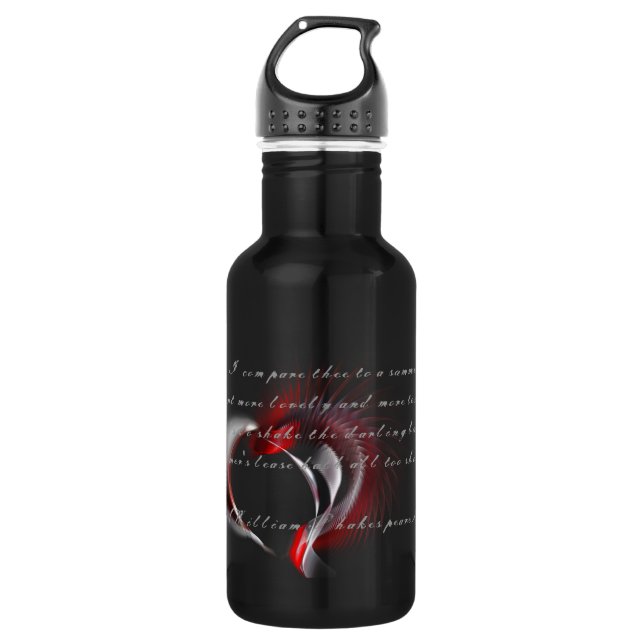 Metallherz mit Shakespeares Sonnet 18 Edelstahlflasche (Vorderseite)