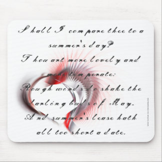 Metallherz mit Shakespeares Sonnet 18 Mousepad