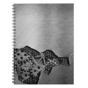 Metallhintergrund mit mechanischem Schaden Notizblock