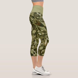 Metallic Abstract 101 Bronze Capri Leggings