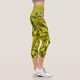 Metallic Abstract 101 Deep Teal  Capri Leggings