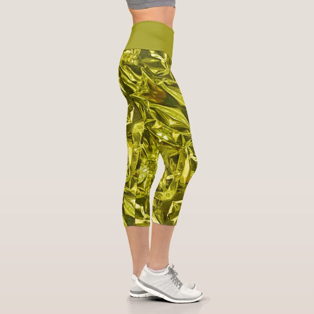 Metallic Abstract 101 Deep Teal  Capri Leggings (Rechts)
