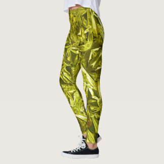 Metallic Abstract 101 Lime Green Leggings