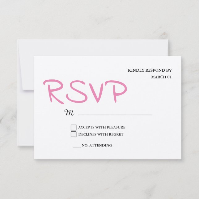Métallic Argent Mariage RSVP Réponse Réponse (Devant)