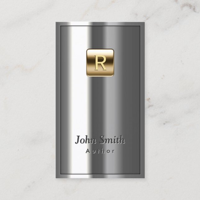 Metallic Author Business Card mit Gold-Logo Visitenkarte (Vorderseite)