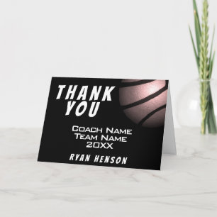 Metallic Baketball Black Vielen Dank Coach Card Dankeskarte