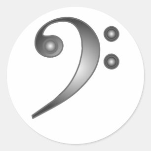 Metallic Bass Clef Runder Aufkleber