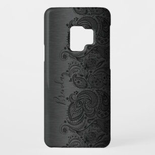Metallic Black & Elegant Black Paisley Lace Case-Mate Samsung Galaxy S9 Hülle