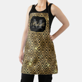 Metallic Black & Gold Glitzer Glam Schürze