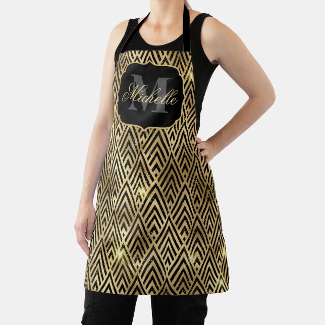 Metallic Black & Gold Glitzer Glam Schürze (InSitu)