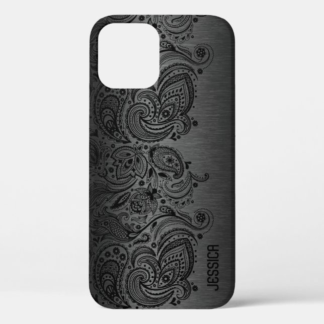 Metallic Black mit Black Paisley Lace Case Mate i (Rückseite)