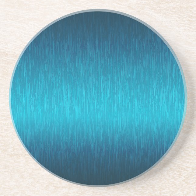 Metallic Blue Brushed Aluminium Look Sandstein Untersetzer (Vorne)