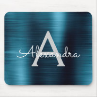 Metallic Blue Business Foil Monogram Name