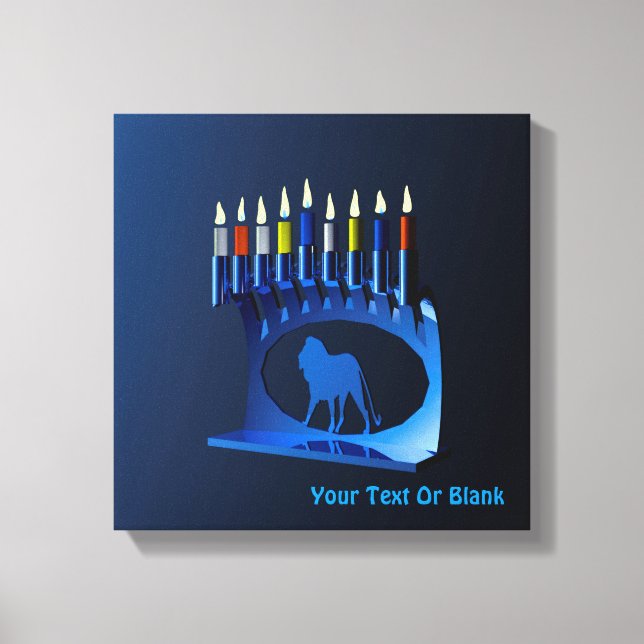 Metallic Blue Chanukkah Menorah Leinwanddruck (Vorderseite)