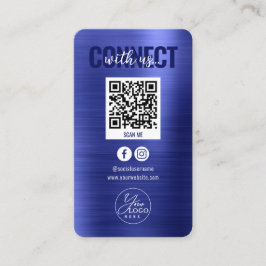 Metallic Blue Connect mit US Social Media QR Code Visitenkarte