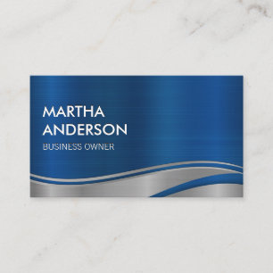 Metallic Blue Gray Brushed Industrial Visitenkarte