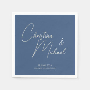 Metallic Blue ・ Handgeschriebenes Skript Serviette