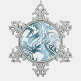 Metallic Blue White Popsicle Weihnachtsschmuck Schneeflocken Zinn-Ornament