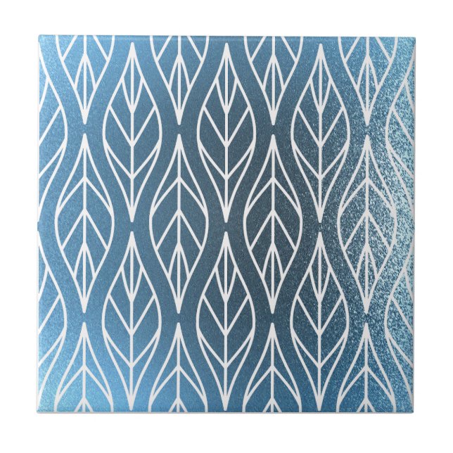 Metallic Blue White stilvoll Fliese (Vorderseite)
