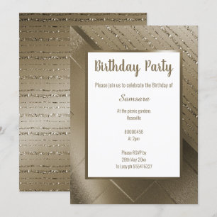 METALLIC BRONZE GLITZER PATTERN GEBURTSTAG EINLADUNG