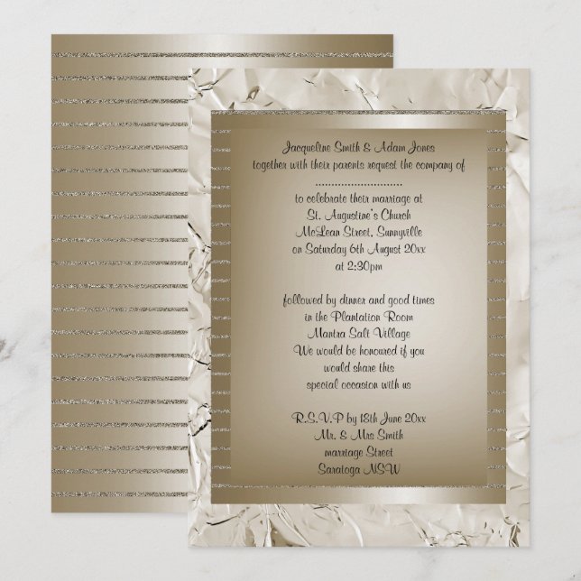 Metallic Bronze Gold Elegante WEDING Einladung (Vorne/Hinten)