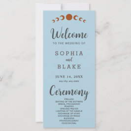 Metallic Bronze Moon Phases Blue Wedding Program