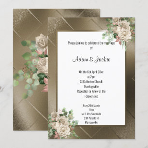 METALLIC-BRONZE-ROSE EUCALYPTUS-BLUMENWEDD EINLADUNG