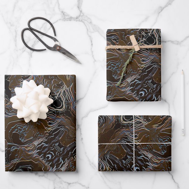 Metallic Brown Camouflage Geschenkpapier Set (Vorderseite)