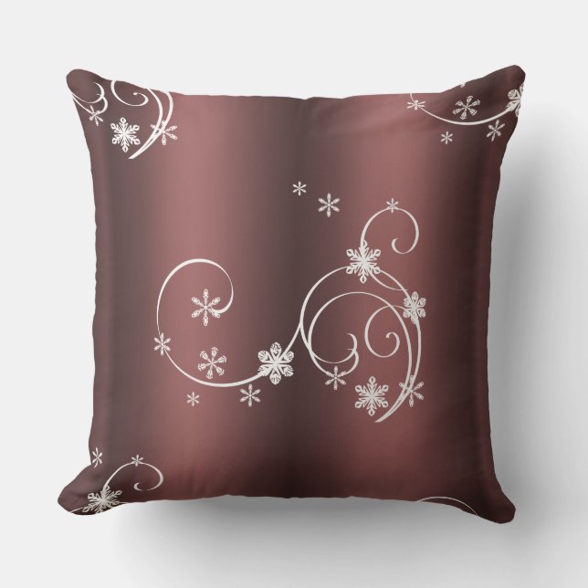 Metallic Brown White Wirbel Weihnachten Kissen (Vorderseite)