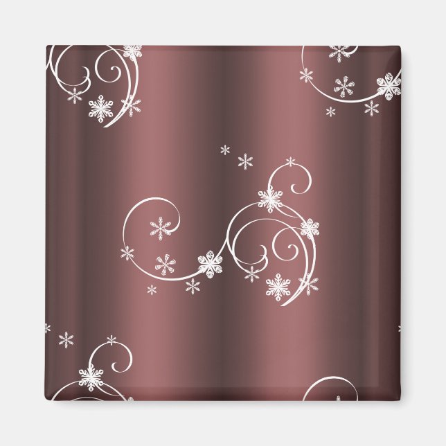 Metallic Brown White Wirbel Weihnachten Magnet (Vorne)