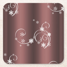 Metallic Brown White Wirbel Weihnachten Rechteckiger Pappuntersetzer