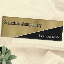 Metallic Brushed Gold Geometric Beruflich Namenschild